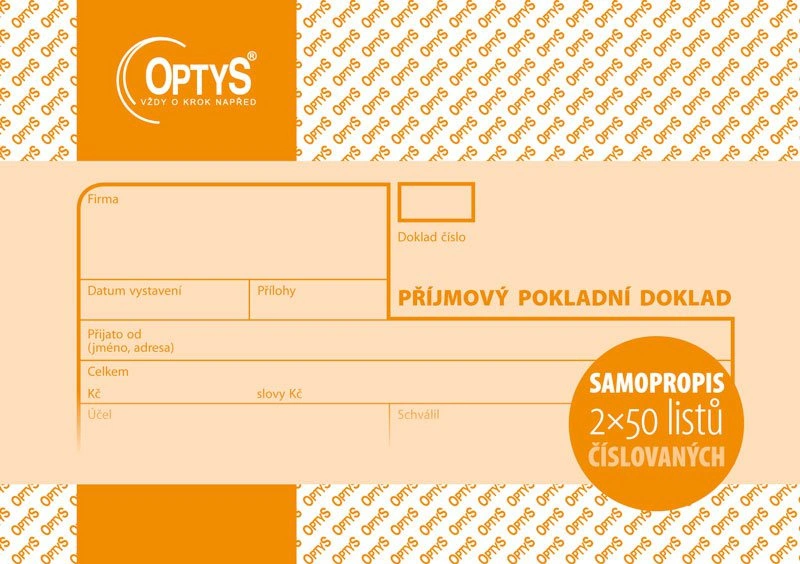 Příjmový pokladní doklad OP 1081 OPTYS