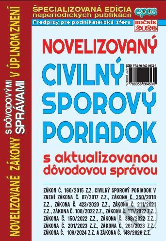 Novelizovaný Civilný sporový poriadok 15/2026 Epos