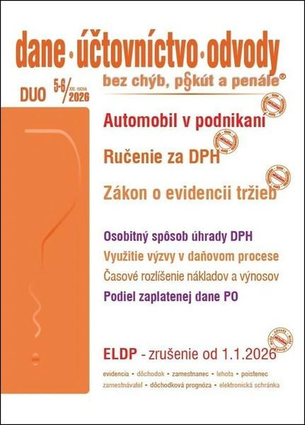 Dane Účtovníctvo odvody 5-6/2026 - Automobil v podnikaní po novom Poradca Dane Účtovníctvo odvody 5-6/2026 - Automobil v podnikaní po novom Poradca