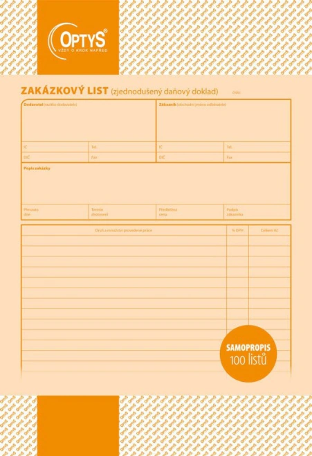 Zakázkový list A4 copy /1084/ OPTYS