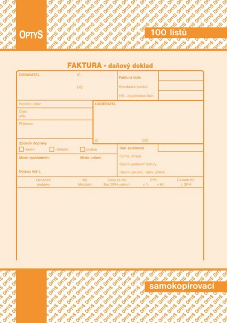 Faktura A5 100 listů - samopropisovací (1072) OPTYS