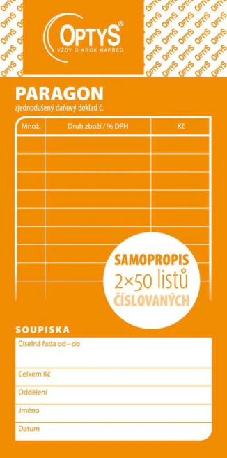 Paragon číslovaný, copy  2x50 listů OP 1089 OPTYS