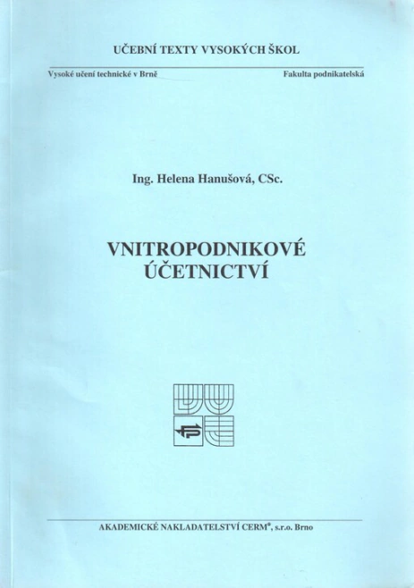 Vnitropodnikové účetnictví Akademické nakladatelství CERM
